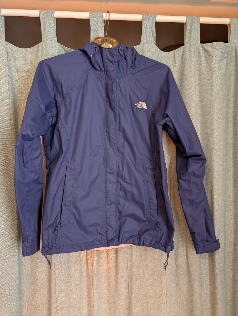 The North Face Women's Navy + Pink Hooded Rain Shell